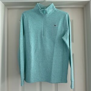 NWT Vineyard Vines Boys Saltwater Zip Crystal Blue Striped Pullover Size M 10/12